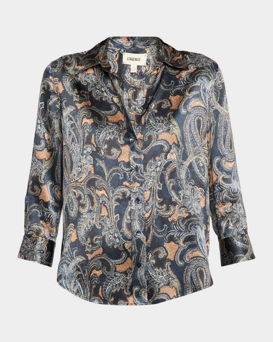 Multi-Etched Paisley Dani Silk Blouse